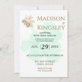 ビューティフルライムグリーンエレガント💚ボホ結婚ーズ 招待状