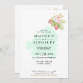ビューティフルライムグリーンエレガント💚ボホ結婚ーズ 招待状 (正面/裏面)