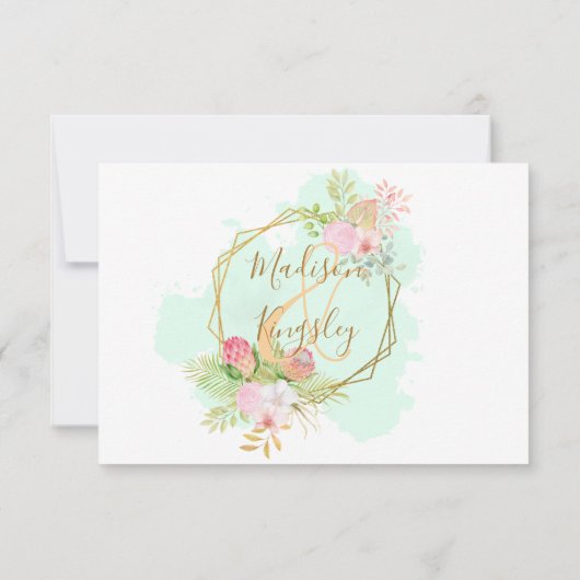 ビューティフルライムグリーン💚ボタニカルボホ結婚ズ 出欠カード (裏面)