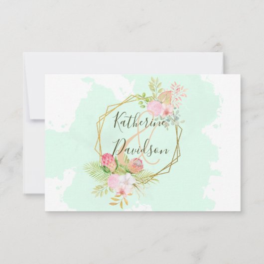 ビューティフルライムグリーン💚ボタニカルボホ結婚ズ 出欠カード (裏面)