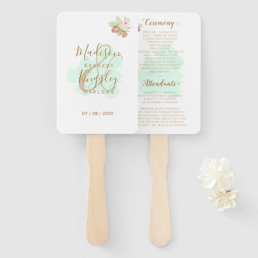 ビューティフルライムグリーン💚ボタニックボホ結婚ズ ハンドファン (正面&裏面)