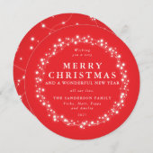 ビューティフルラウンドレッドきらめくライツホリデーカード シーズンカード (正面/裏面)