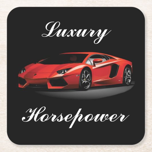 ビューティフルラグジュアリースポーツカーコースターセット スクエアペーパーコースター (正面)