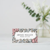 ビューティフルラッシュピンクフローラ緑の枠 名刺 (スタンド正面)