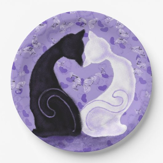 ビューティフルラブカップル猫紙プレート ペーパープレート (正面)