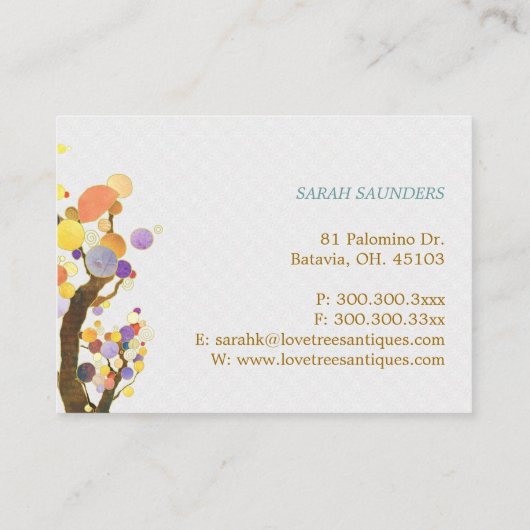 ビューティフルラブツリーズアンティークショップ 名刺 (裏面)