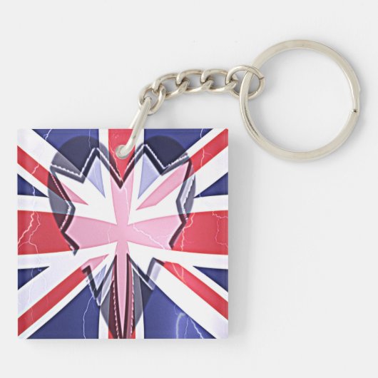 ビューティフルラブハートUKアメージングパターンアートデザイン キーホルダー (裏面)