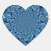 ビューティフルラブリーイリジングブルー万華鏡のように千変万化するパターンアート ハートシール (正面)