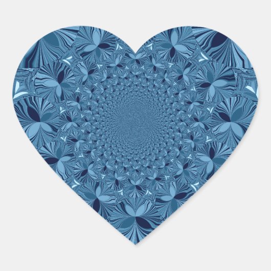 ビューティフルラブリーイリジングブルー万華鏡のように千変万化するパターンアート ハートシール (正面)