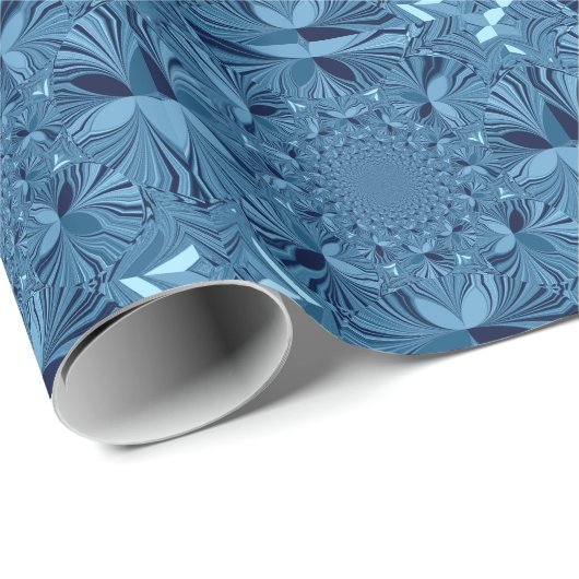 ビューティフルラブリーイリジングブルー万華鏡のように千変万化するパターンアート ラッピングペーパー (ロールコーナー)