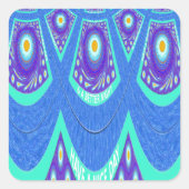 ビューティフルラブリーシアンブルーろうけつ染めプリントベクトルアート スクエアシール (正面)