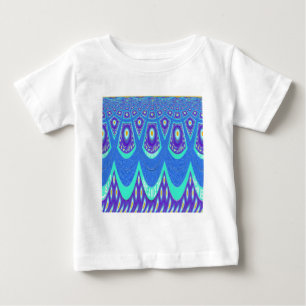 ビューティフルラブリーシアンブルーろうけつ染めプリントベクトルアート ベビーTシャツ