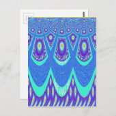 ビューティフルラブリーシアンブルーろうけつ染めプリントベクトルアート ポストカード (正面/裏面)
