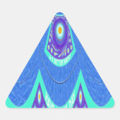 ビューティフルラブリーシアンブルーろうけつ染めプリントベクトルアート 三角形シール (正面)