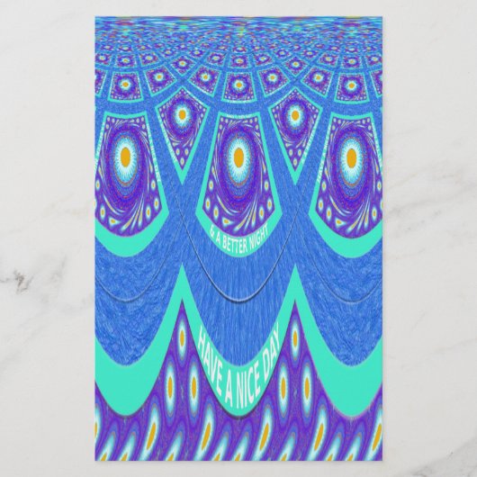 ビューティフルラブリーシアンブルーろうけつ染めプリントベクトルアート 便箋 (正面)