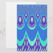 ビューティフルラブリーシアンブルーろうけつ染めプリントベクトルアート 便箋 (正面/裏面)