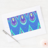 ビューティフルラブリーシアンブルーろうけつ染めプリントベクトルアート 長方形シール (封筒)