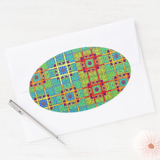 ビューティフルラブリーマヤ族プリントベクトルデザイン 楕円形シール (封筒)