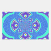ビューティフルラブルアフリカンブルーマンダラフローラデザイン 長方形シール (正面)