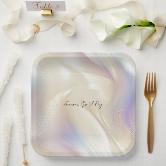 ビューティフルラベンダーアイボリーパール結婚ズ ペーパープレート (ウェディング)