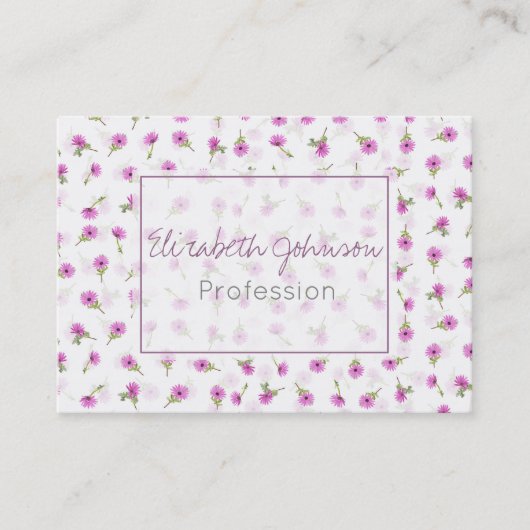 ビューティフルラベンダーパープルデイジーフラワーデザイン 名刺 (正面)