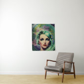 ビューティフルラベンダー&グリーンレトロスタイル宇宙女性 タペストリー (インサイチュ)