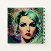 ビューティフルラベンダー&グリーンレトロスタイル宇宙女性 ノートブック (裏面)