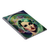 ビューティフルラベンダー&グリーンレトロスタイル宇宙女性 ノートブック (右側)