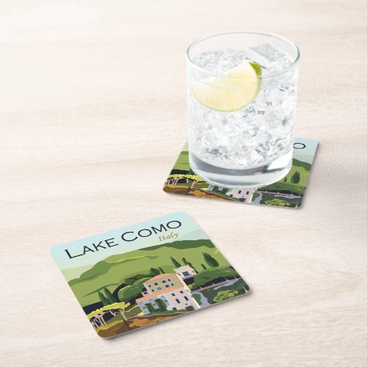 ビューティフルレイクコモイタリア スクエアペーパーコースター (インサイチュ)