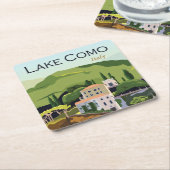ビューティフルレイクコモイタリア スクエアペーパーコースター (アングル)