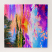 ビューティフルレイクサンセットランドスケープ絵画ズパズル ジグソーパズル (横)