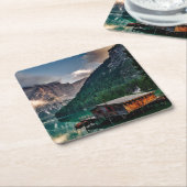 ビューティフルレイクハウスキャビンin the Mountains スクエアペーパーコースター (アングル)