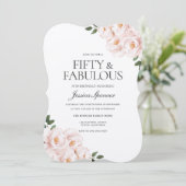 ビューティフルレイド赤面エレガントピンク50誕生日 招待状 (スタンド正面)