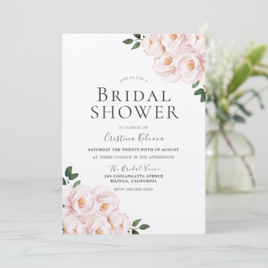 ビューティフルレイド赤面ピンクエレガントブライダルシャワー 招待状 (スタンド正面)