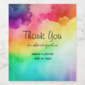 ビューティフルレインボーカラー抽象デザインサンキューユナイテッド ワインラベル (シングルラベル)