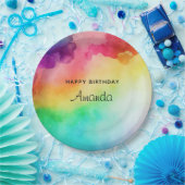 ビューティフルレインボーカラー抽象デザイン誕生日 ペーパープレート (パーティー)