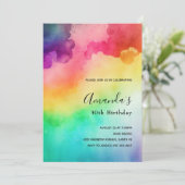 ビューティフルレインボーカラー抽象デザイン誕生日 招待状 (スタンド正面)