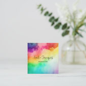 ビューティフルレインボーカラー抽象デザイン スクエア名刺 (スタンド正面)