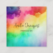 ビューティフルレインボーカラー抽象デザイン スクエア名刺 (正面)