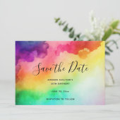 ビューティフルレインボーカラー抽象デザイン セーブザデート (スタンド正面)