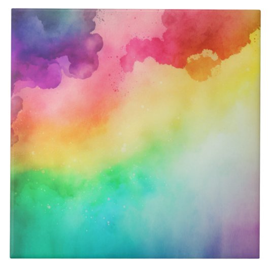ビューティフルレインボーカラー抽象デザイン タイル (正面)