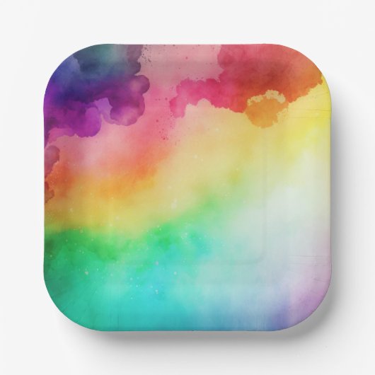 ビューティフルレインボーカラー抽象デザイン ペーパープレート (正面)