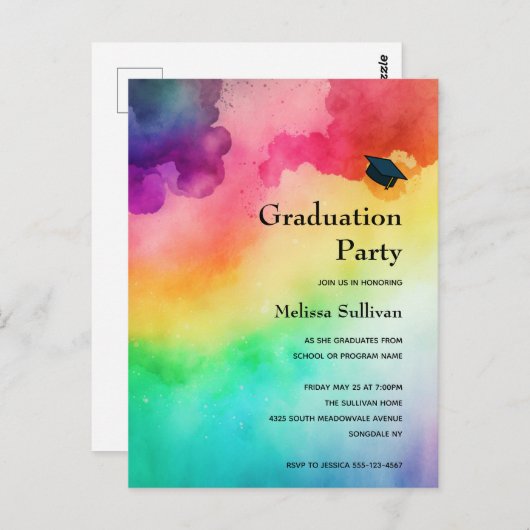 ビューティフルレインボーカラー抽象デザイン ポストカード (正面/裏面)