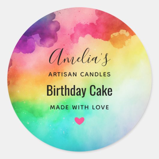 ビューティフルレインボーカラー抽象デザイン ラウンドシール (正面)