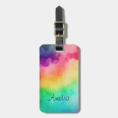 ビューティフルレインボーカラー抽象デザイン ラゲッジタグ (正面縦)