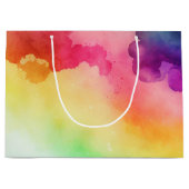 ビューティフルレインボーカラー抽象デザイン ラージペーパーバッグ (正面)