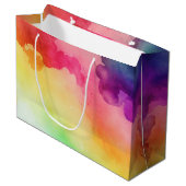 ビューティフルレインボーカラー抽象デザイン ラージペーパーバッグ (正面アングル)