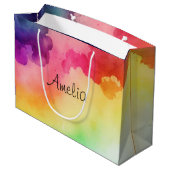 ビューティフルレインボーカラー抽象デザイン ラージペーパーバッグ (裏面アングル)