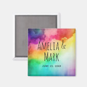 ビューティフルレインボーカラー結婚抽象デザイン マグネット (正面/裏面)
