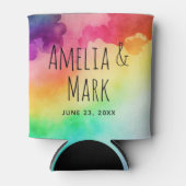 ビューティフルレインボーカラー結婚抽象デザイン 缶クーラー (正面)